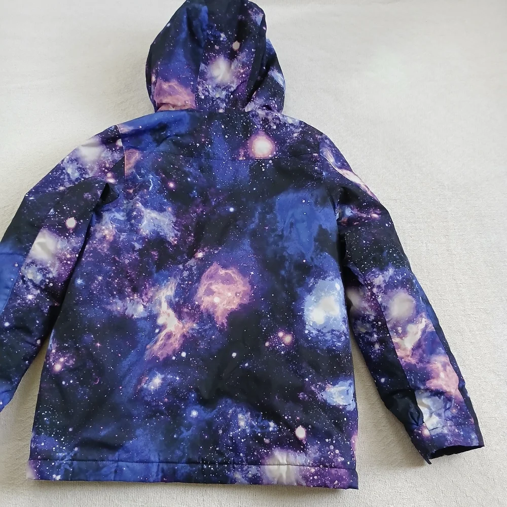 lands end ♡ galaxy full zip jacket kids medium 10 12 space whimsy